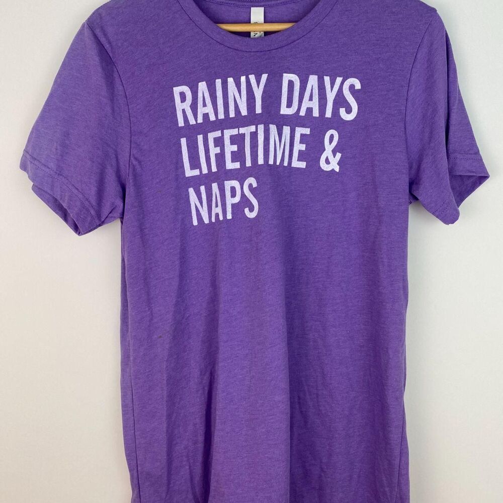 Bella Canvas One-of-a-Kind "Rainy Days Lifetime & Naps" Graphic Tee Medium
